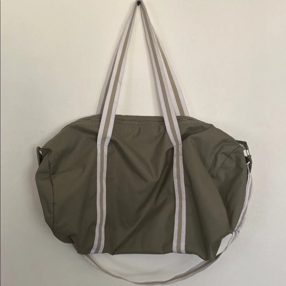 Nike Olive Green Duffle Bag with White Accents